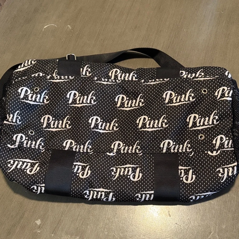 PINK Victoria's Secret Black and White Logo Duffel